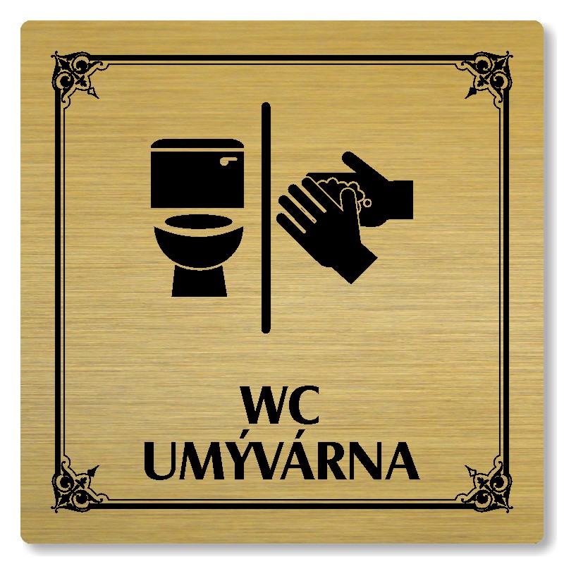 WC, umývárna, 100x100mm, zlatá, Nebraska